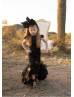 Black Satin Tulle Flower Girl Dress Birthday Party Dress